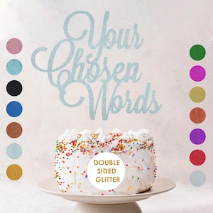 Customised Glitter Cake Topper Personalised Any Words Name Age Cake Toppers Custom Birthday Party Decoration Any Words Toppers image 7