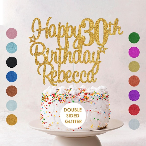 Personalised Happy Birthday Cake Topper Custom Cake Decoration with Any Name Age MultiColored Glitter Cake Topper 16th 18th 21st 30th 60th