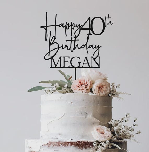 Personalised Birthday Cake Topper, Custom Name & Age, Glitter, Acrylic or Wooden Topper,  10th 15th 18th 25th 30th 40th