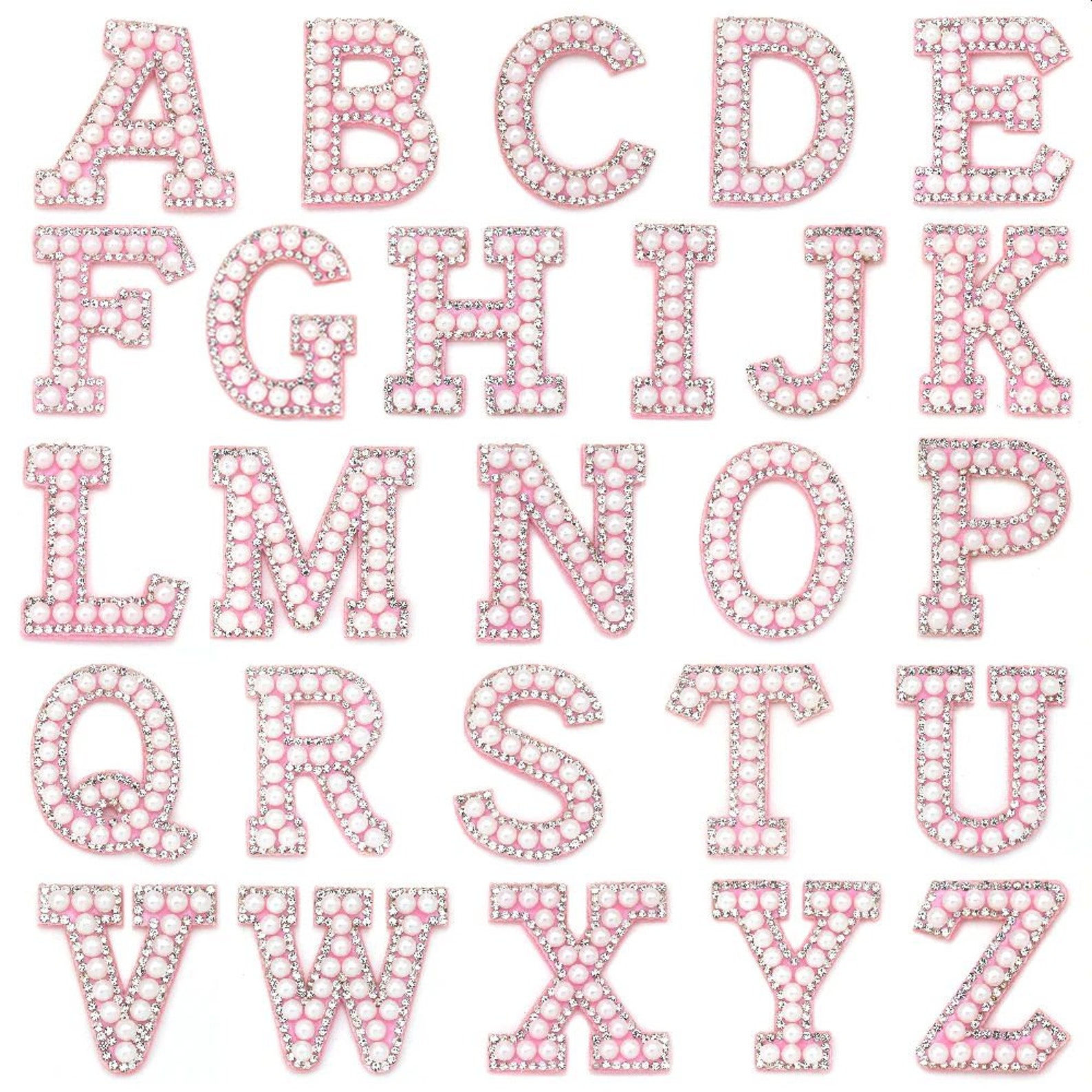 Pearl With Rhinestones Letters Patch Alphabet Embroidered - Etsy UK