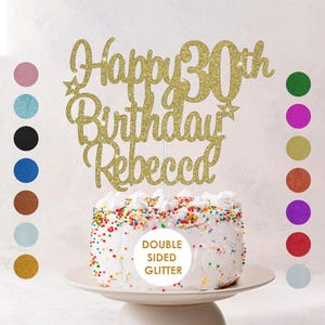 Personalised Happy Birthday Cake Topper Custom Cake Decoration with Any Name Age MultiColored Glitter Cake Topper 16th 18th 21st 30th 60th image 9