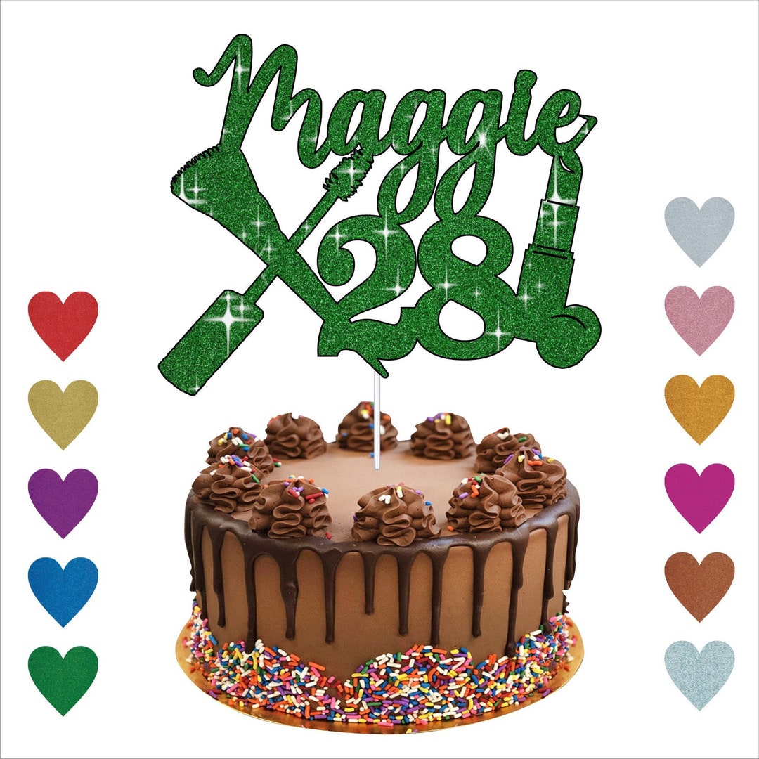 Custom Makeup Glitter Cake Topper, Makeup Artist Cake Topper