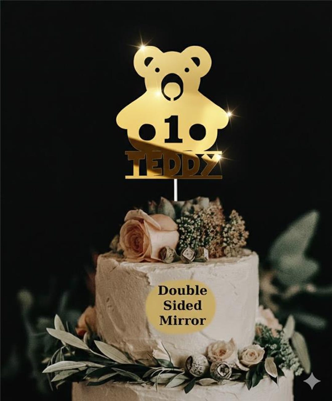 Personalised Teddy Bear Acrylic Cake Topper, Children's 1st Birthday ...