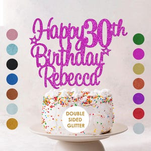 Personalised Happy Birthday Cake Topper Custom Cake Decoration with Any Name Age MultiColored Glitter Cake Topper 16th 18th 21st 30th 60th image 8