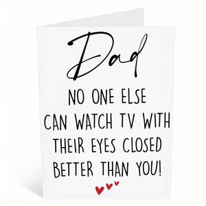 Funny Dad Card, Funny Fathers Day Card For Dad, Dad Father's Day Card For Him, Card For Dad Watch TV With Eyes Closed image 2