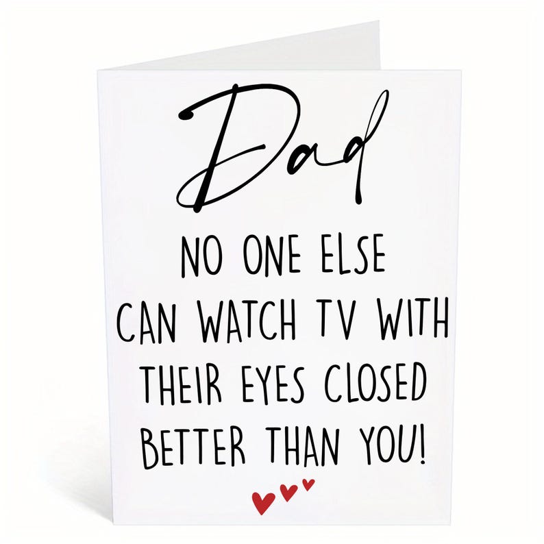 Funny Dad Card, Funny Fathers Day Card For Dad, Dad Father's Day Card For Him, Card For Dad Watch TV With Eyes Closed image 2
