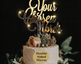 Personalised Acrylic Cake Topper Custom Mirror Wedding Cake Topper, Party Decor for Birthday, Anniversary, Engagement Mr Mrs, Any Text