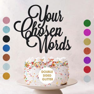 Customised Glitter Cake Topper Personalised Any Words Name Age Cake Toppers Custom Birthday Party Decoration Any Words Toppers image 4