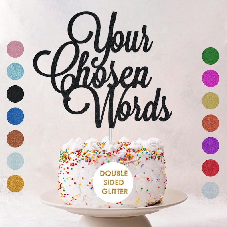 Customised Glitter Cake Topper Personalised Any Words Name Age Cake Toppers Custom Birthday Party Decoration Any Words Toppers image 4