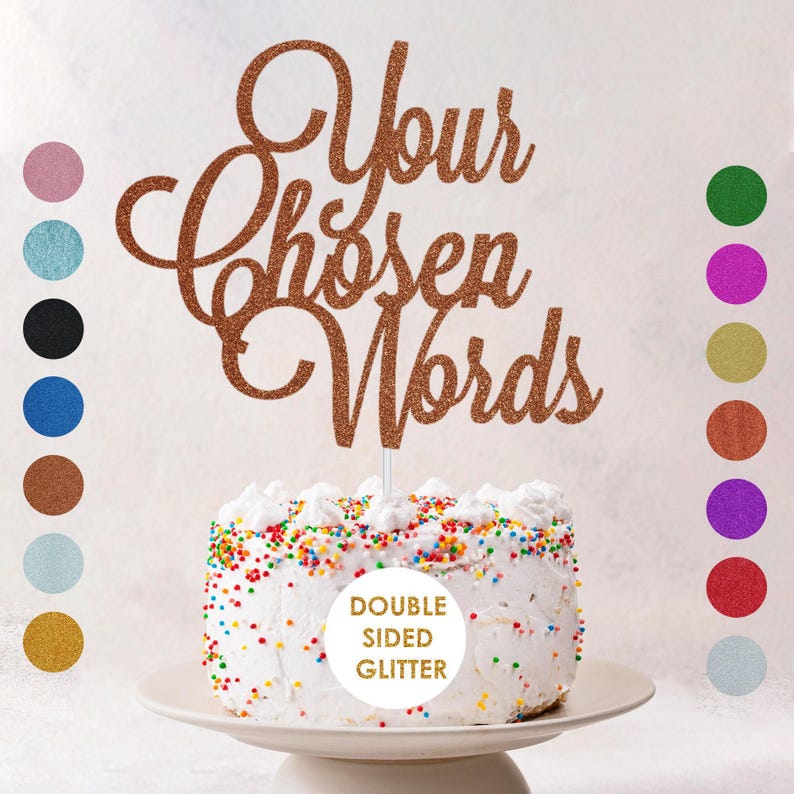Customised Glitter Cake Topper Personalised Any Words Name Age Cake Toppers Custom Birthday Party Decoration Any Words Toppers image 6