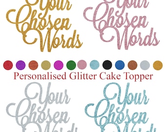 Customised Glitter Cake Topper Personalised Any Words Name Age Cake Toppers Custom Birthday Party Decoration Any Words Toppers