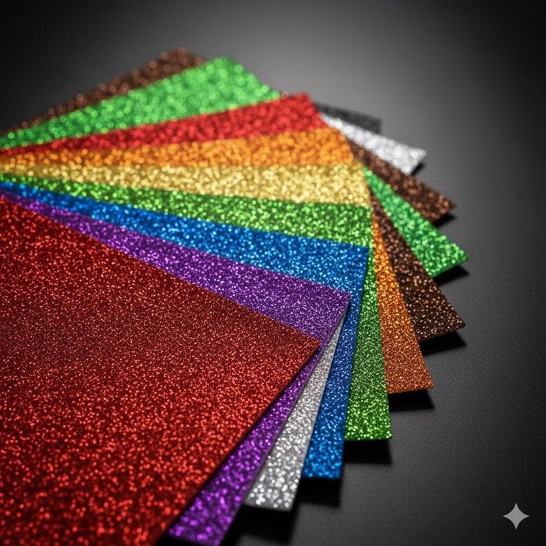 Sparky A4 Glitter Cardstock 350gsm Double Sided Non Shed Premium Craft Paper for Kids Projects Card Making Art image 2