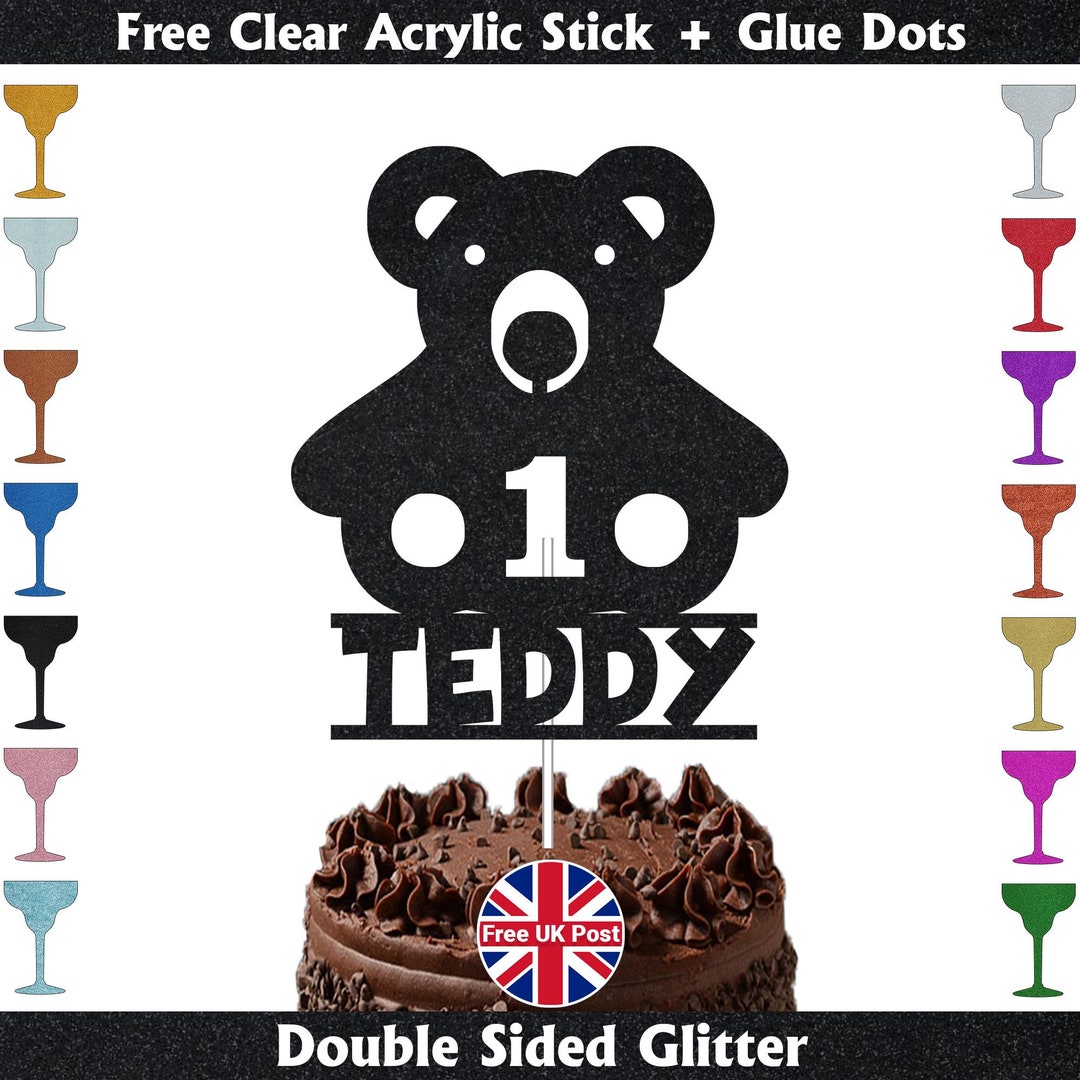 Teddy Bear 1st Birthday Cake Topper | Personalise With Any Name & Age ...