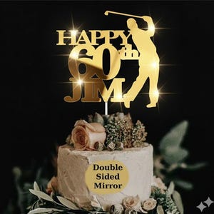Men Personalised Golf Birthday Cake Topper with Age and Name Golf Party Cake Decor 30th 40th 50th 60th 70th for Man Him Golf Lover
