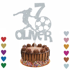 Personalised Football Cake Topper, Football Lover Cake Topper, Sport Cake Topper Personalised Any Name Any Age Custom Cake Topper Glitter image 2