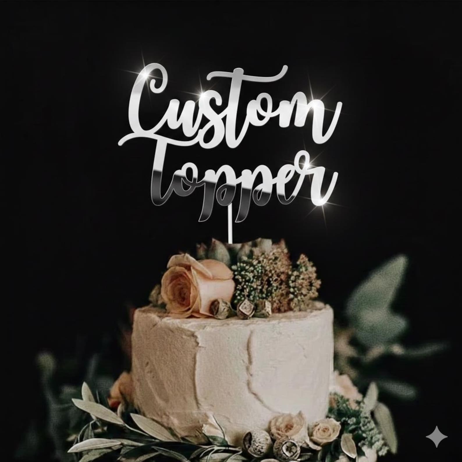 Text Message Topper Acrylic Mirror Custom Cake Topper With Your Text Word / Personalised ...