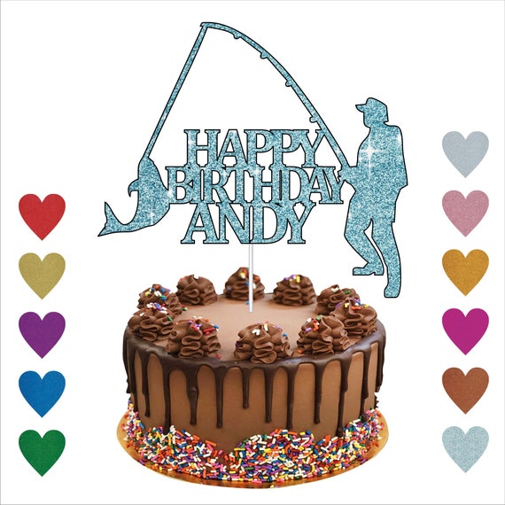 Fisherman Cake Topper Personalised Glitter Customised Any Name Age