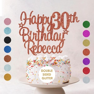 Personalised Happy Birthday Cake Topper Custom Cake Decoration with Any Name Age MultiColored Glitter Cake Topper 16th 18th 21st 30th 60th image 10