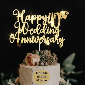 Wedding Anniversary Acrylic Cake Topper, Anniversary Party Cake Topper, Happy Anniversary Cake Topper