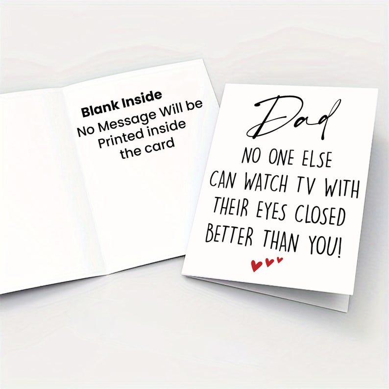 Funny Dad Card, Funny Fathers Day Card For Dad, Dad Father's Day Card For Him, Card For Dad Watch TV With Eyes Closed image 3