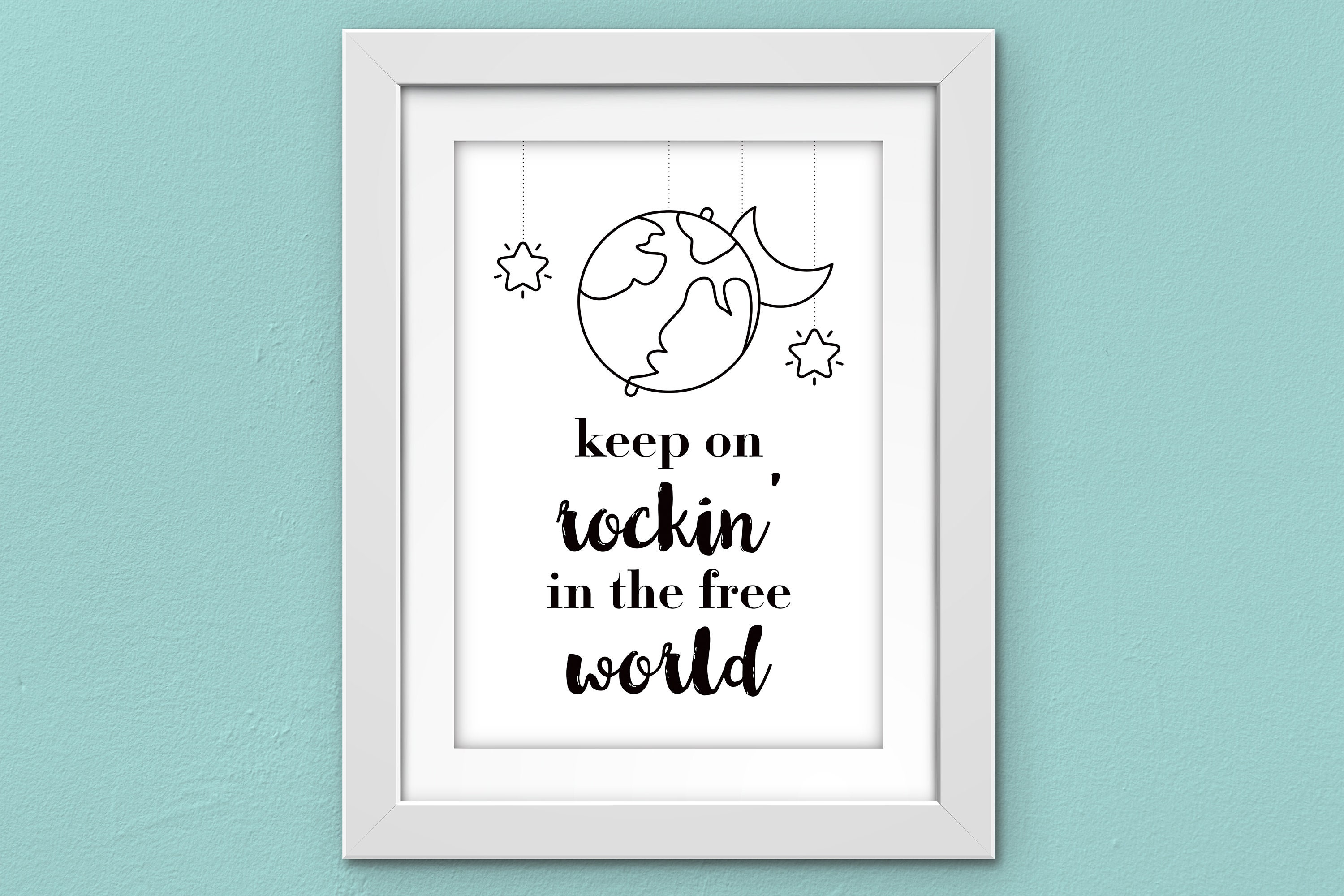 Keep on Rockin' in the Free World bw, PRINTABLE ART DOWNLOAD, Rock