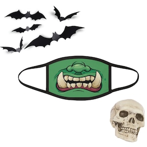 Cartoon Zombie Teeth Mixed-Fabric Face Mask, Zombie Teeth Mask, Cartoon Monster Mask, Monster Mask, Green Monster Mask, Zombie Face Mask