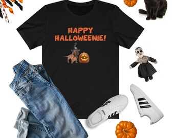 Happy Halloweenie T- Shirt, Dachshund Halloween Shirt, Wiener Dog Shirt, Halloween Dog Shirt, Cute Dog Halloween Shirt, Women's Halloween