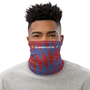 Bayern Munich 3 Champions Edition Neck Gaiter - Face Shield, Headband, Wristband, Neck Warmer, Bandana. Washable & Reusable (Unisex)