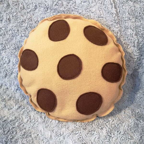 Coussin de biscuits aux pépites de chocolat | Oreiller décoratif | Polaire ultra douce et feutre | Décoration de chambre d’enfants