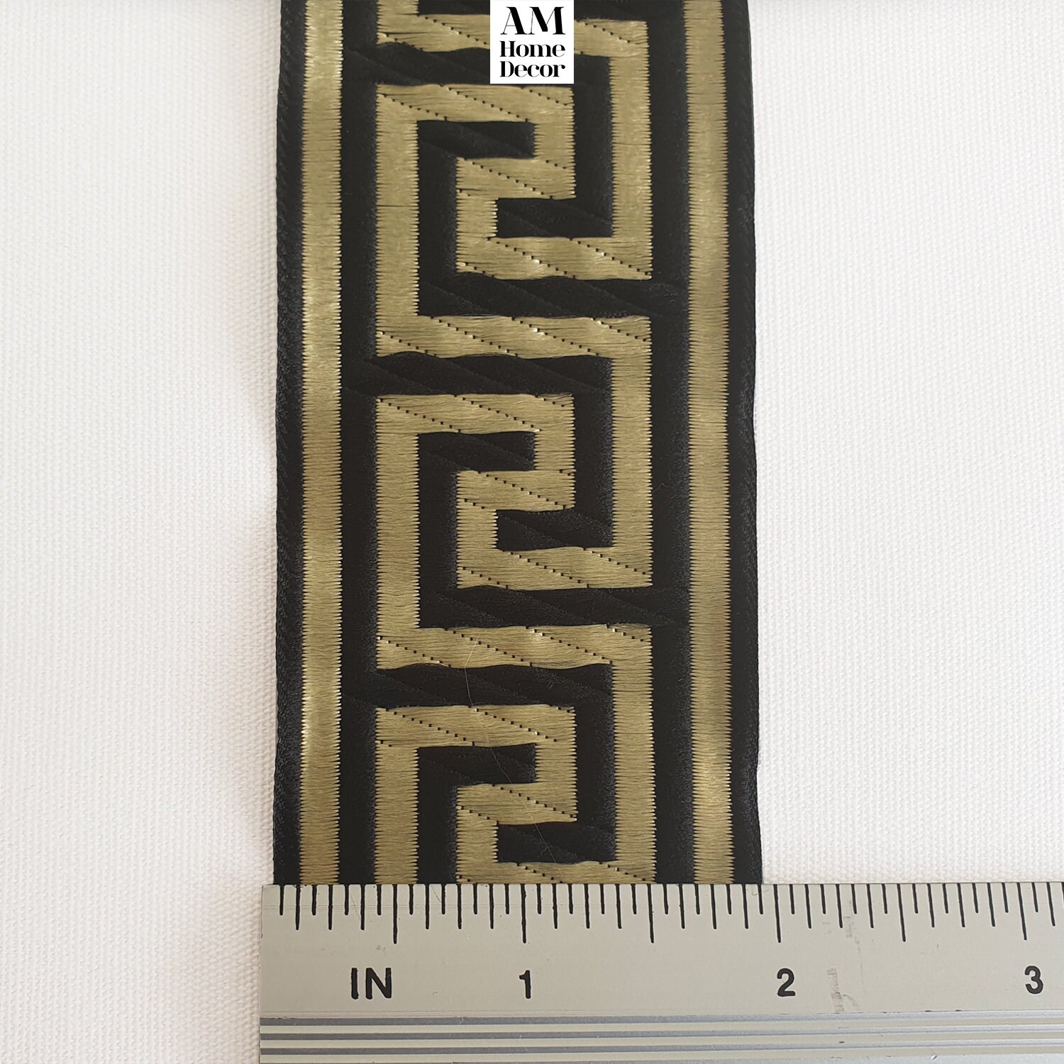 Greek Key Curtain / Solid White Valance With Black and Golden - Etsy