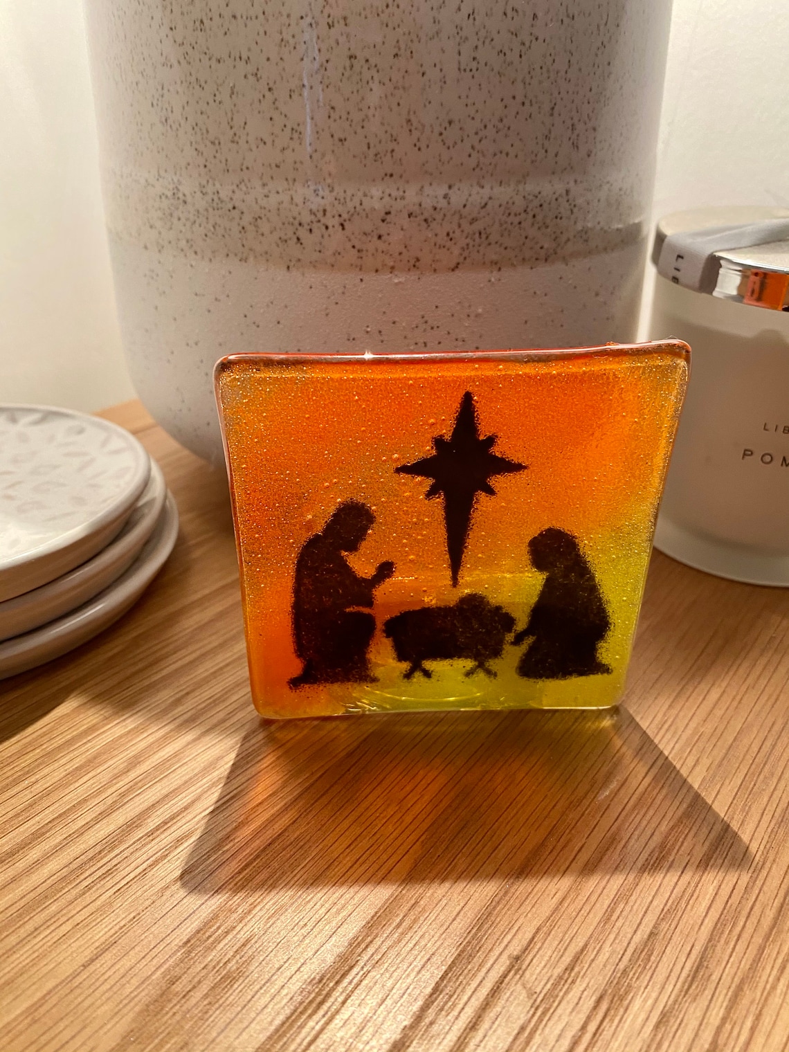 Christmas Nativity Gift Tea Light Nativity Glass Decoration Etsy