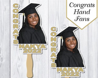 Graduation Hand Fans | Class of 2025 | Congrats | Custom Graduation Fans | College Grad | High School Grad | 8th Grade Grad | Printable