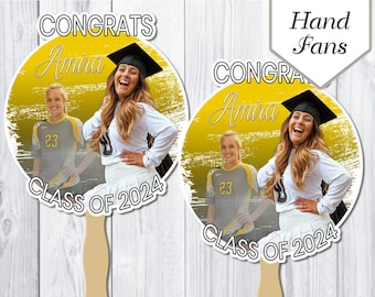 Graduation Hand Fans | Class of 2024 | Congrats | Custom Graduation Fans | College Grad | High School Grad | 8th Grade Grad | Printable