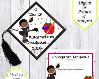 Kindergarten Graduation Cap Topper & Certificate | Preschool Graduation | Kid Graduation Cap Topper | Class Of 2025 | Congrats | Printable
