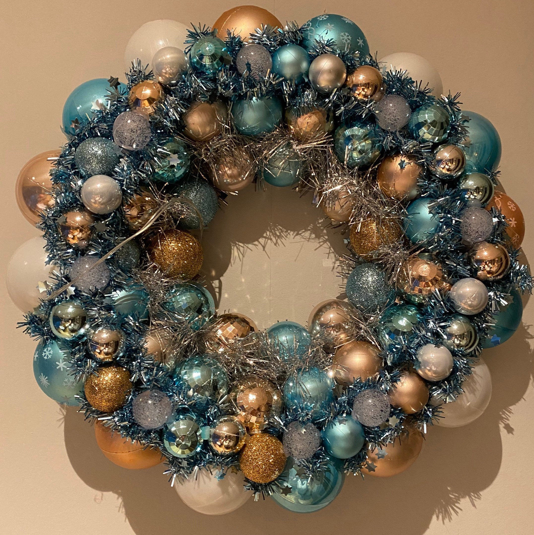 Christmas Bauble Wreath with lights Etsy