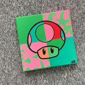 Super Mario Mushroom Alternative/Abstract Acrylic Painting 20X20cm