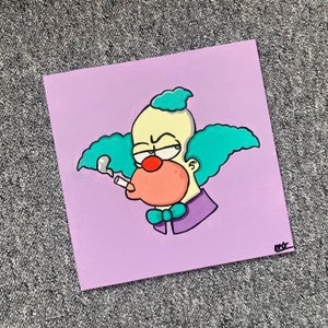 The Simpsons ‘Krusty the Clown’ Acrylic Painting on 30X30cm flat Canvas