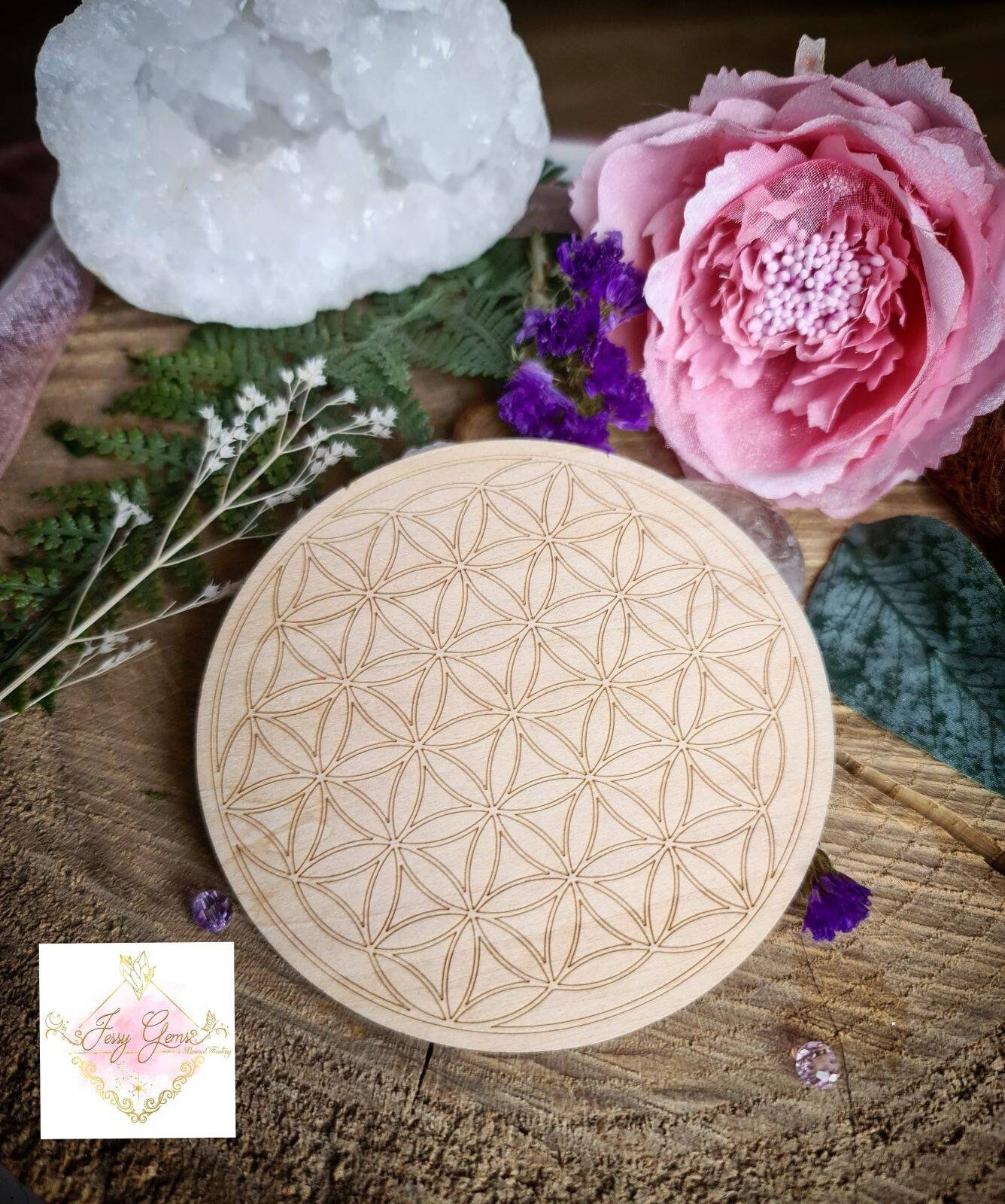 Fleur de Vie en Bois, Fleur Decorative, Rechargement, Lithothérapie, Énergétique, Vie