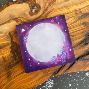 Full Moon Sticky Notes | Magical Office Supplies | Witchy Stationery for Crafters, Planners, Journals | Purple Celestial Post-It Notes
