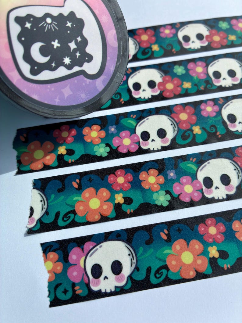 Skull and Raven Witchy Bundle - Sticker, Post It, Floral Washi Tape ...