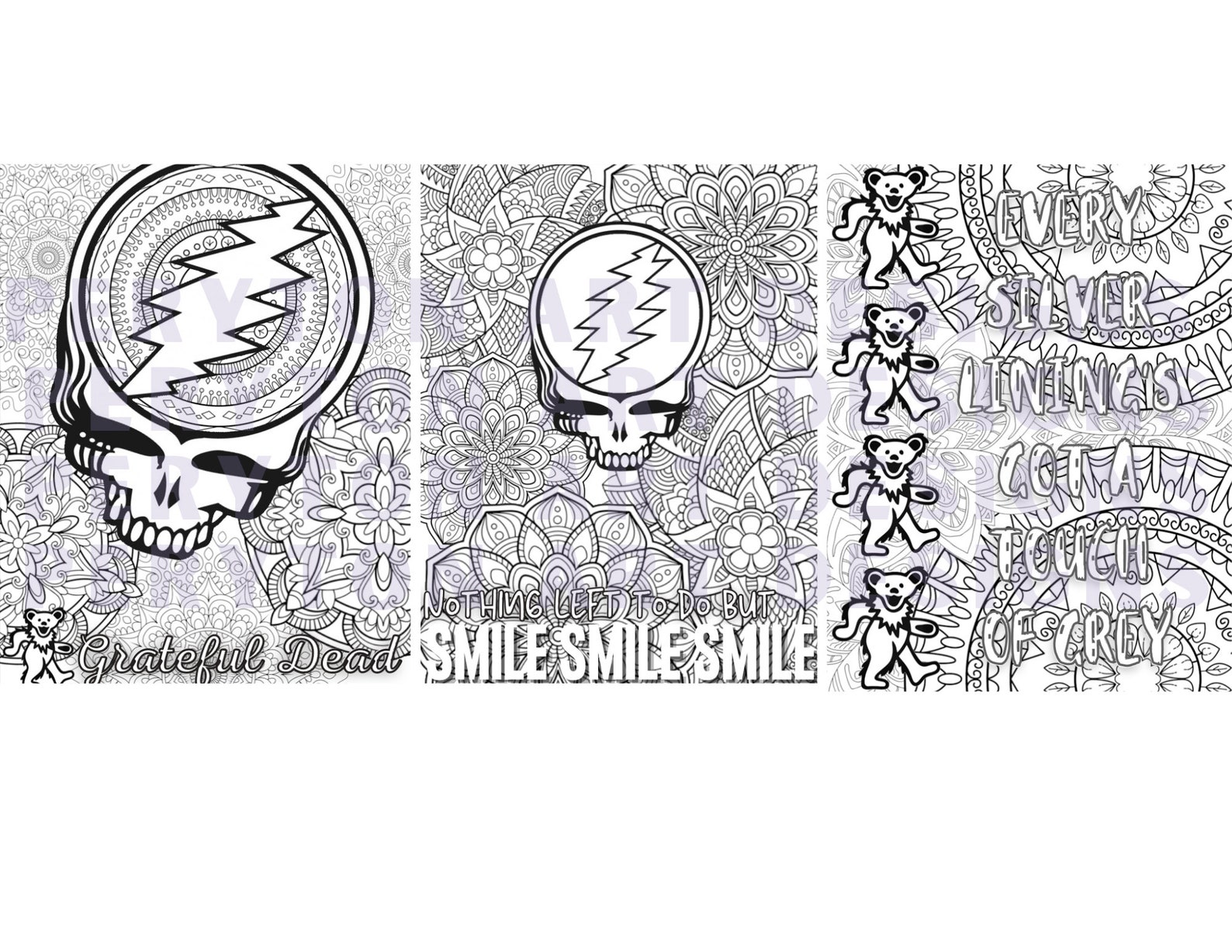 Grateful Dead Coloring Pages Digital Download 12 PDF Pages Etsy Hong Kong