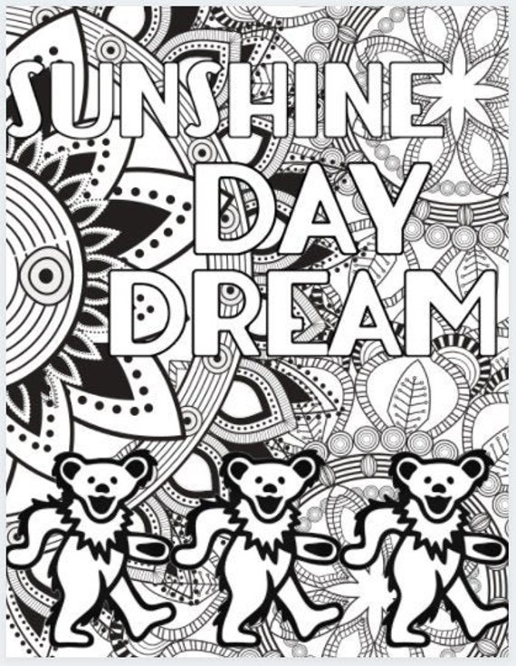 Grateful Dead PDF Download Coloring Pack Jerry Garcia Etsy