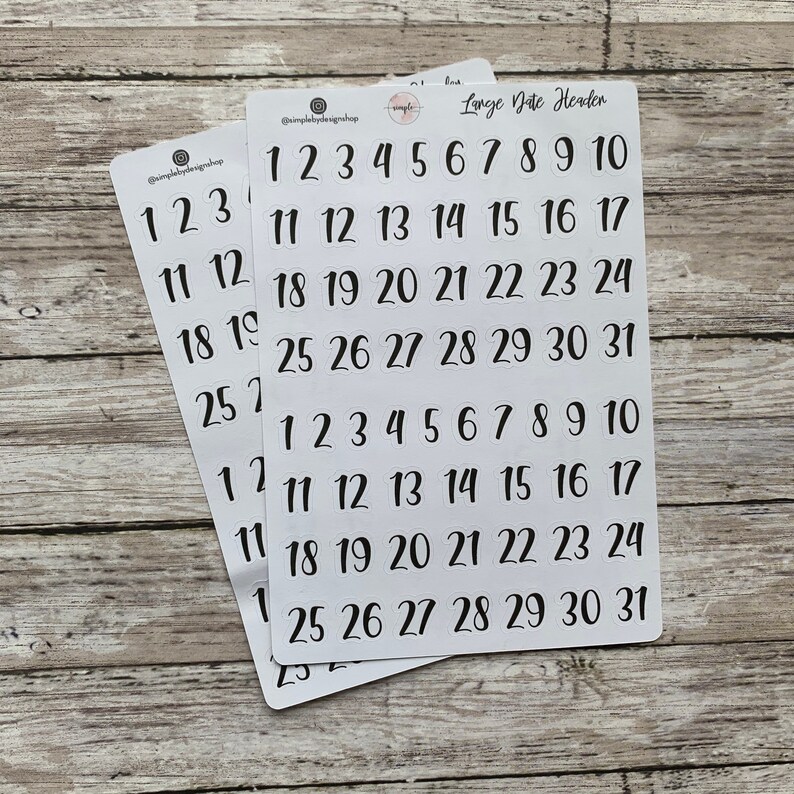 Large Date Stickers Functional Stickers Planner Stickers - Etsy