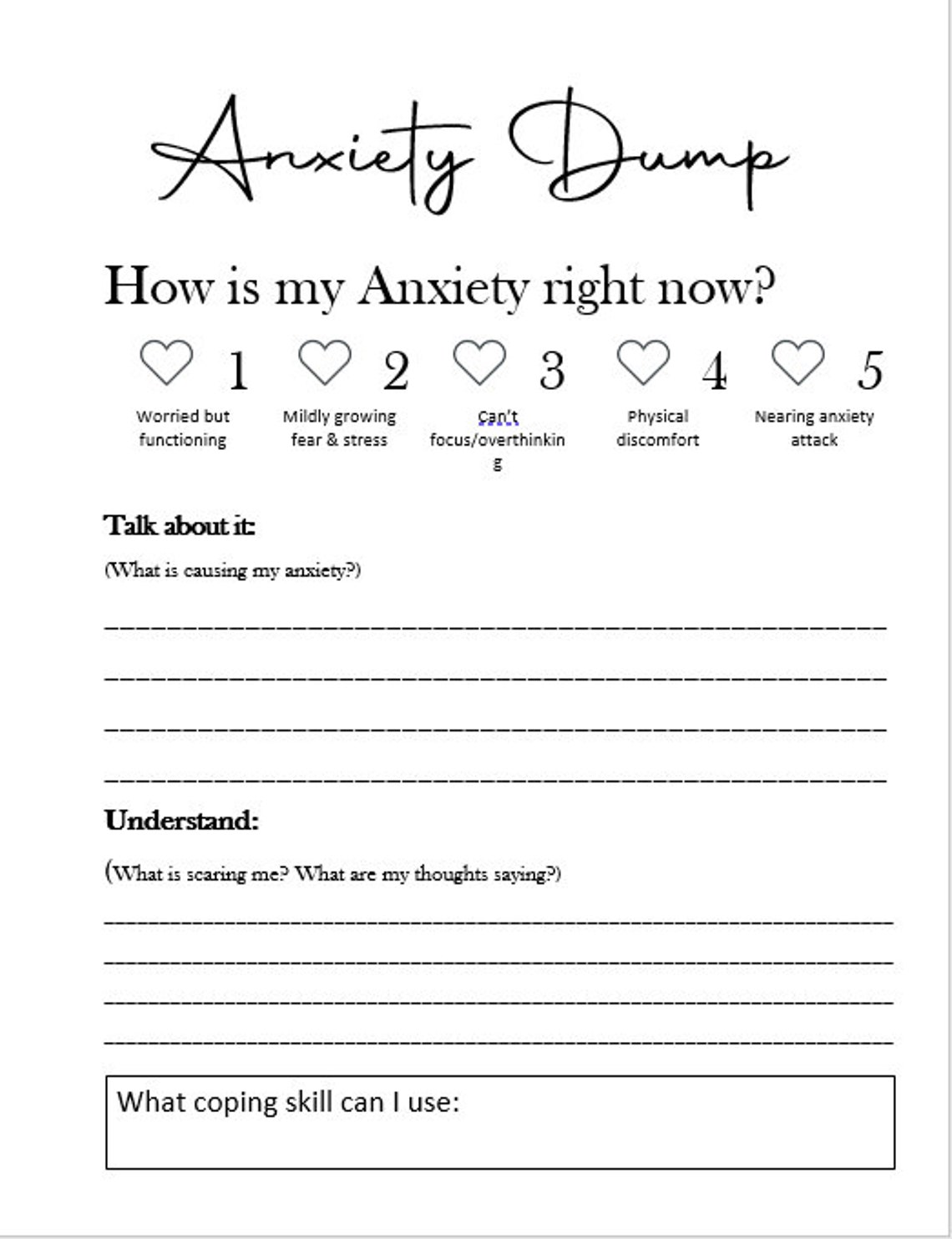 Mental Health Journal Instant printable download Anxiety Etsy