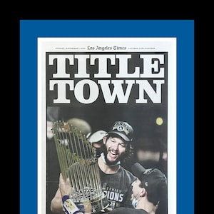 Los Angeles Dodgers - 2020 World Series - L.A. Times Newspaper Comm Ed. - &quot;TITLE TOWN&quot; - Double Matted, Framed in Authentic Team Colors