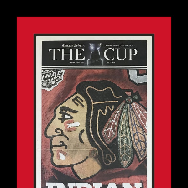 Chicago Blackhawks - 2010 NHL Stanley Cup - Chicago Tribune Comm Ed. - "INDIAN SUMMER" - Double Matted and Framed in Authentic Team Colors