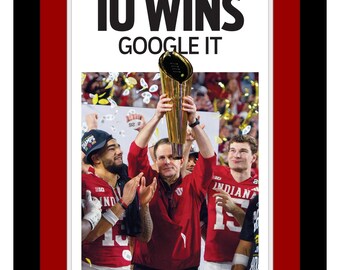 Indiana Hoosiers  - 2026 BCS National Title - Indiana Daily Student - "IU Wins - Google It" - Double Matted, Framed in Authentic Team Colors
