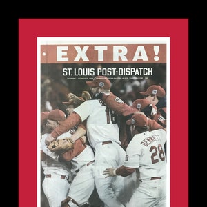 St. Louis Cardinals - 2006 World Series Champions - Post Dispatch Newspaper - &quot;CHAMPS!&quot; - Double Matted & Framed in Authentic Team Colors