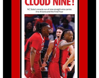 North Carolina State Wolfpack - 2024 NCAA Basketball Final Four - The News and Observer - Double Matted & Framed in Authentic Team Colors