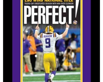 LSU Tigers Joe Burrow 2020 NCAA Football Champions The Times Picayune  Newspaper Double Matted Framed in Authentic Team Colors